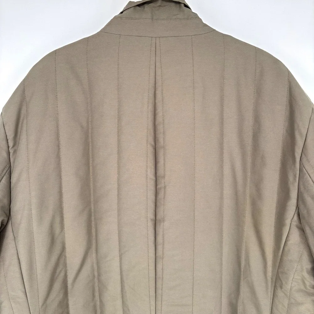 Banana Republic Quilted Barn Jacket Sz XL Olive Green Plaid Lined Classic Preppy